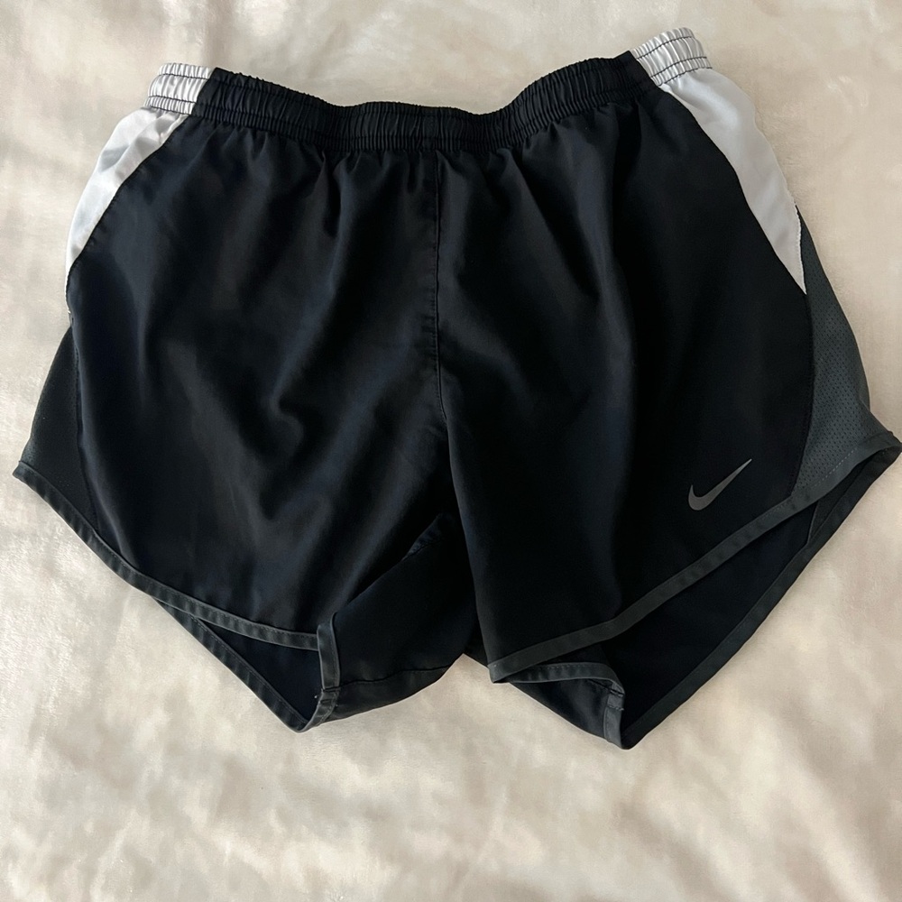 Nike Black Athletic Shorts with White and Gray Panels